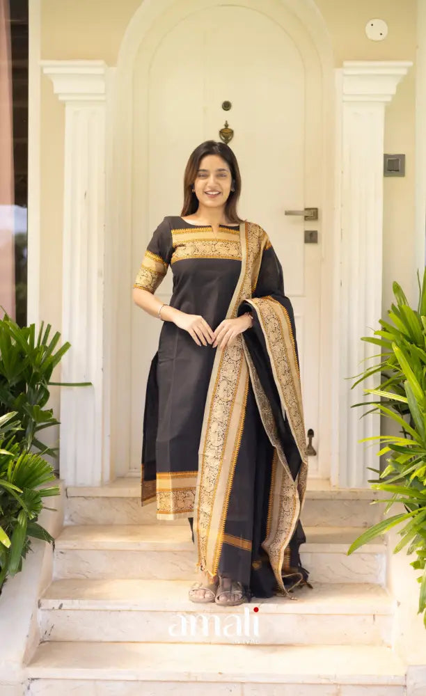 Meera Cotton Salwar Black shade and Cream tone Plus Size salwar